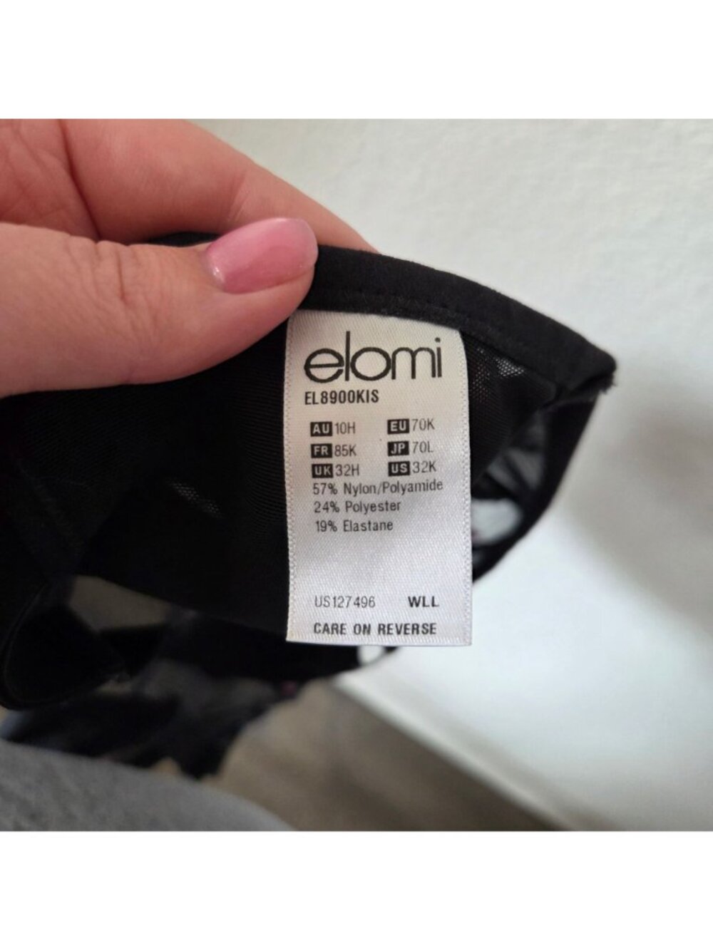 Elomi Size 32K Sheer Black Pink Embroidered Mesh Metallic Underwire Bra Romance - Picture 6 of 7